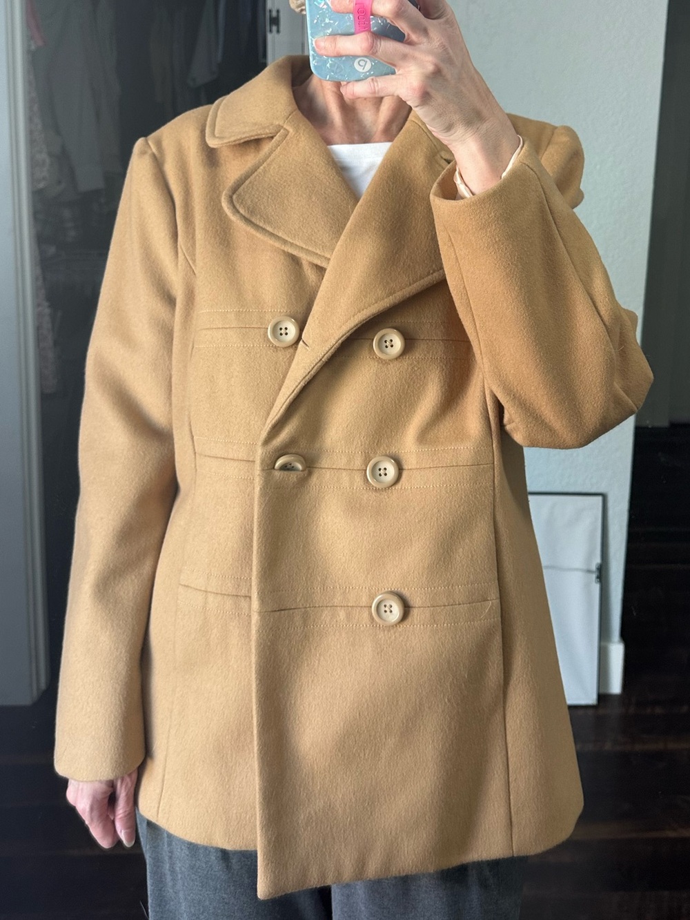 GAP Camel Virgin Wool Peacoat Women’s XL Double Breasted Wool Blend Coat